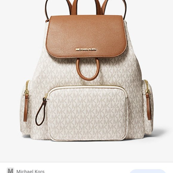 Michael Kors Abbey Cargo Backpack, w/ wallet - White & Tan main image 5